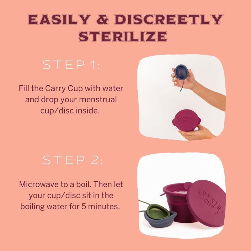 Pixie Cup Pixie Menstrual Cup Compact Sterilizer - Good for Public Restrooms, Camping or Dorms - Collapsible Cleaner Container for Your Menstrual Disc & Period Cup - Microwavable - Reusable - Case Holder - Image 5